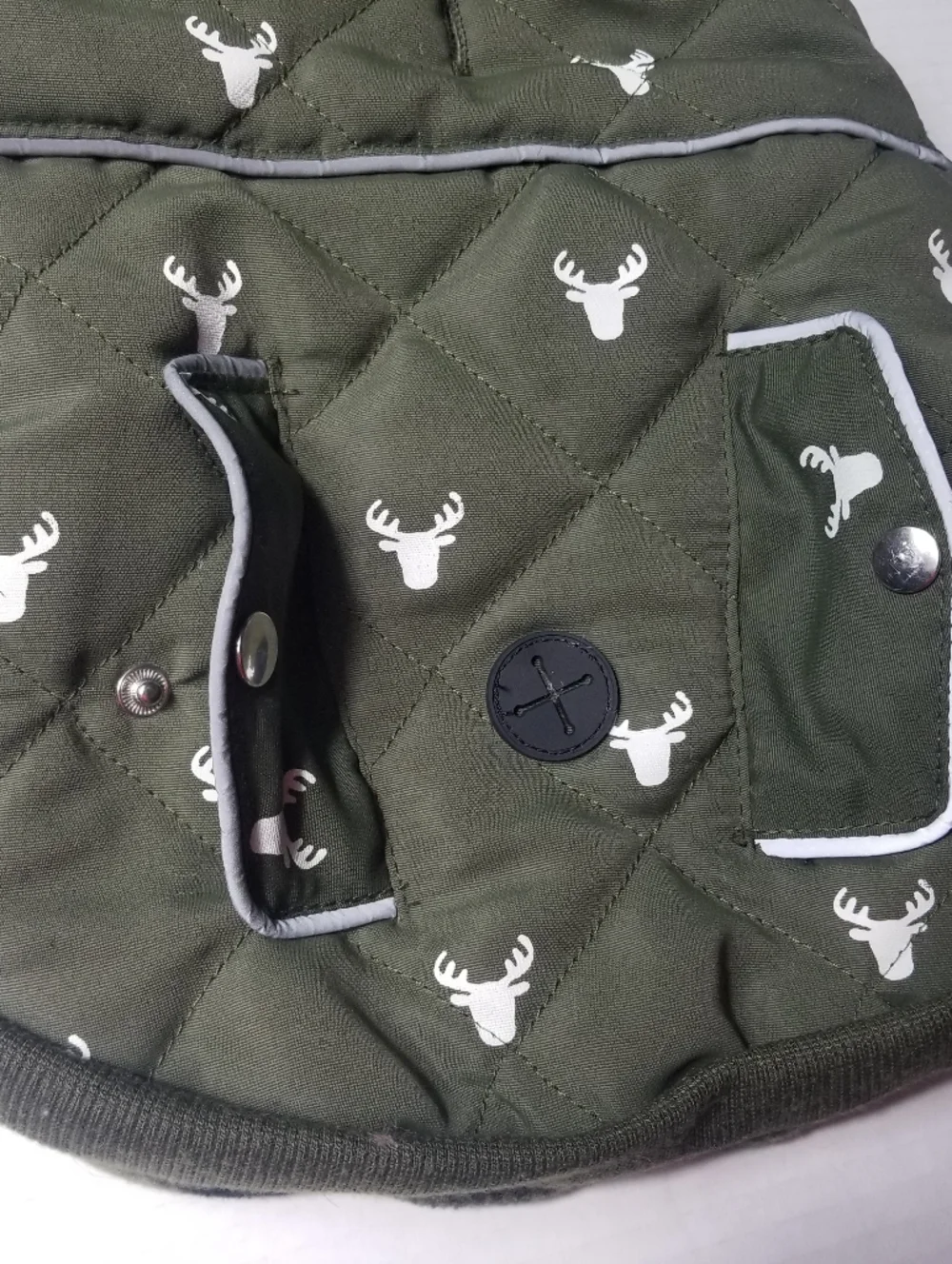 LUVGEAR DOG QUILTED OLIVE COAT WITH FAUX FUR HOOD SIZE SMALL